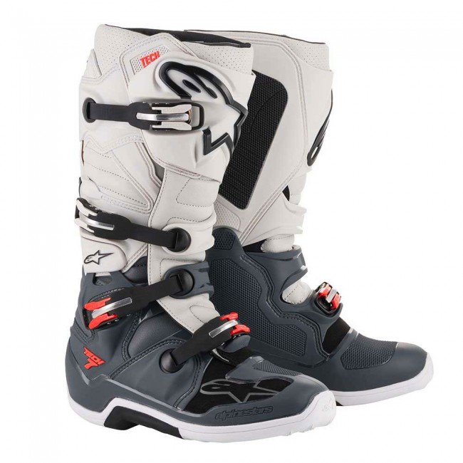 Bottes Alpinestars Tech 7 gris foncé gris clair rouge fluo