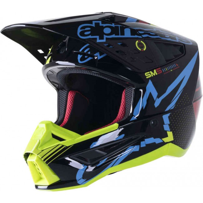 Casque cross Alpinestars S-M5 action noir/ bleu et jaune