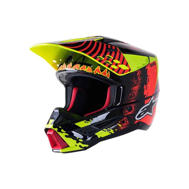 Casque cross Alpinestars S-M5 Solar Flare Rouge/ orange/ jaune et noir