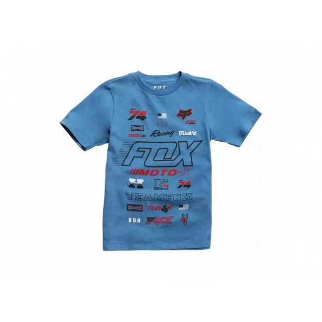 T-shirts à manches courtes Fox Racing Edify pour enfants- Bleu