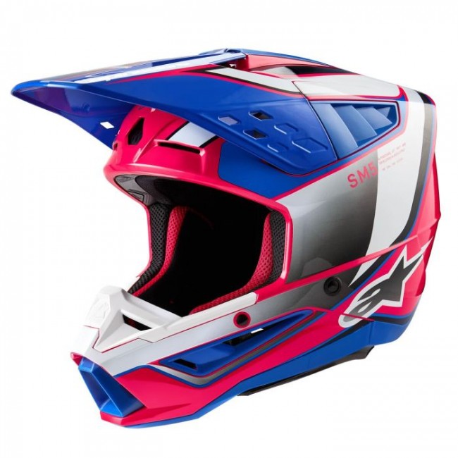 CASQUE Cross Alpinestars S-M5 SAIL Blanc Rose Bleu Diva