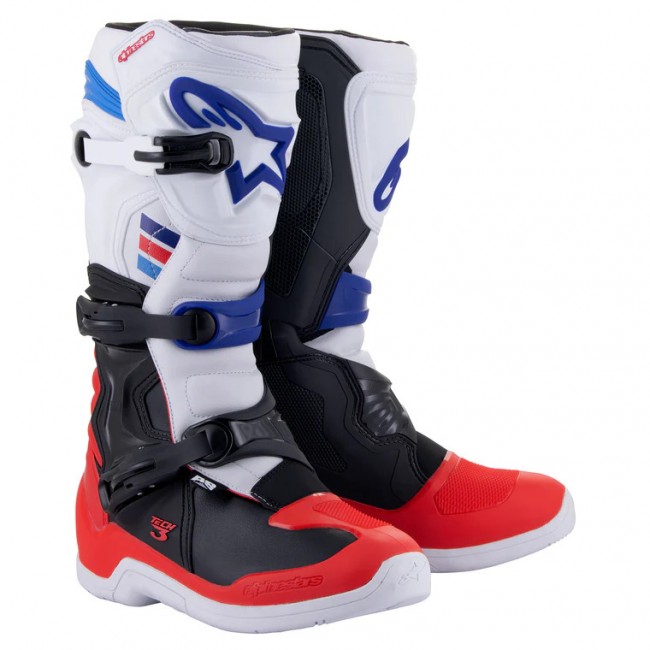 Bottes Alpinestars TECH 3 WHITE BRIGHT RED DARK BLUE