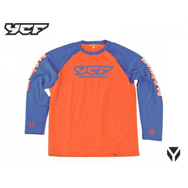 TEE SHIRT YCF MANCHE LONGUES BLEU/ORANGE