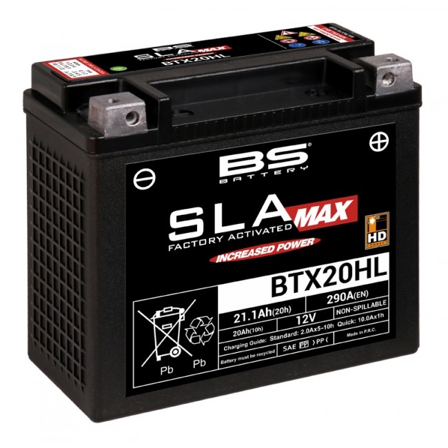 Batterie BS BTX20HL SLA Max sans entretien activée usine SPECIAL HARLEY DAVIDSON 20Ah